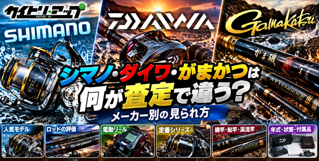 シマノ・ダイワ・がまかつは何が査定で違う？ メーカー別の見られ方 1024x517