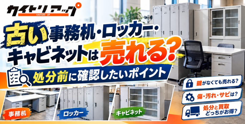 古い事務机・ロッカー・キャビネットは売れる?処分前に確認したいポイント 古い事務机・ロッカー・キャビネットは売れる?処分前に確認したいポイント 1024x517