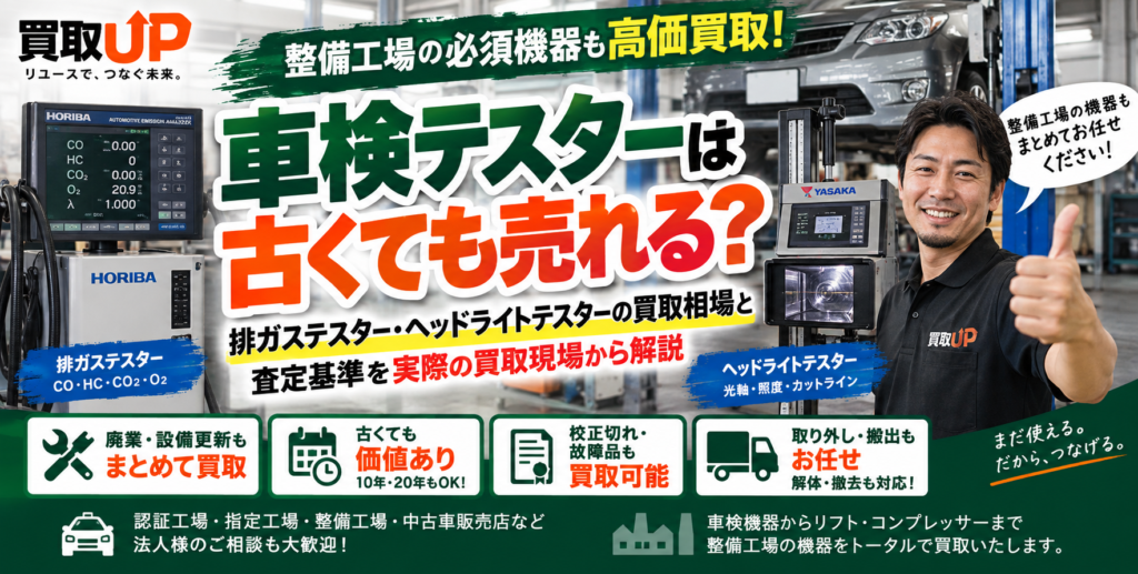 車検テスターは古くても売れる？ 排ガステスター・ヘッドライトテスターの買取相場と査定基準を実際の買取現場から解説 1024x517