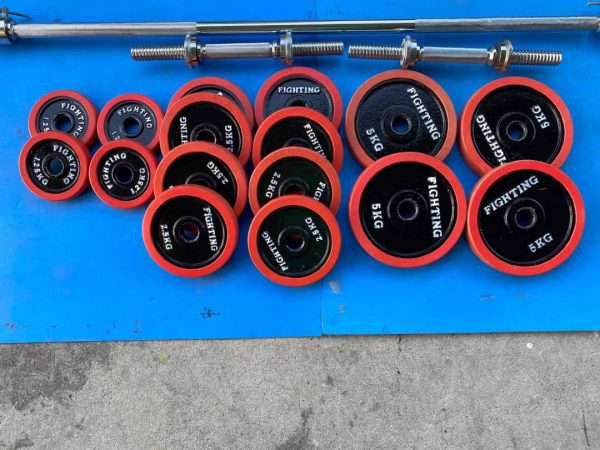 ファイティングロード バーベルプレート ラバー　45kg シャフトセット